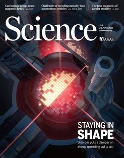 Science Cover Vol 352, Issue 6293, 24 June 2016, to highlight the research published in this issue (see original publication). The cover shows an artist’s view of the experiment, illustrating the persistence of the density step of an atomic distribution in an optical lattice.