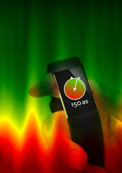 A team of physicists clocked the time it takes electrons to leave a dielectric after their generation with extreme ultraviolet light. The measurement (false colour plot) was the first of its kind in a dielectric material and yielded a time of 150 attoseconds (as), from which the physicists determined that inelastic scattering in the dielectric takes about 370 as.