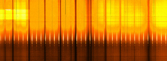 Fraunhofer lines super imposed with a frequency comb