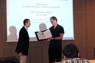 <span style="color: #666666;"><strong>Presentation of the MPQ Distinguished Scholar Document to Prof. Nigel Cooper on June 26th, 2012</strong></span>