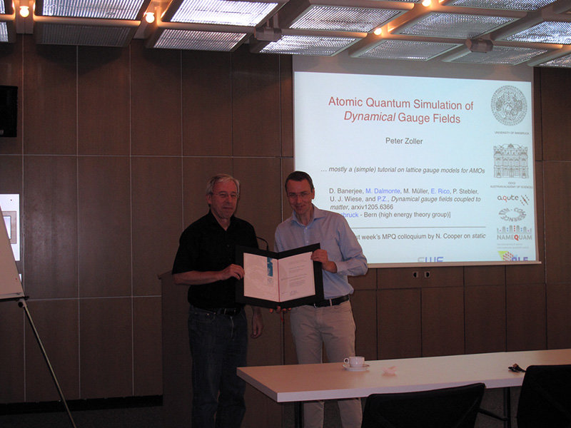 <span style="color: #666666;">Presentation of the MPQ Distinguished Scholar Document to Prof. Peter Zoller on July 3rd, 2012</span>