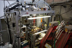 The PiHe experiment installed in the PiE5 beamline of PSI