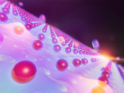Illustration of the dielectric nano-photonic lattice for trapping atoms and making them interact.
