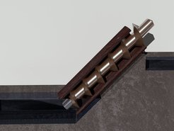 Schraube des Archimedes. Durch kontinuierliche Rotation der Schraube wird Wasser vom unteren in das obere Reservoir gepumpt.
