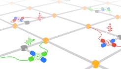Quantum network with nondestructive photonic qubit detectors between nodes