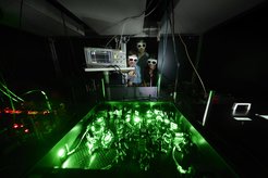 This experimental setup is part of an optical lattice in an analogue quantum simulator.