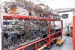 Experimental setup for quantum teleportation.