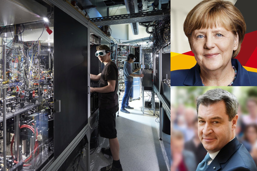 Angela Merkel and Markus Söder are visiting the Max Planck Institute of Quantum Optics on 15th of September 2021