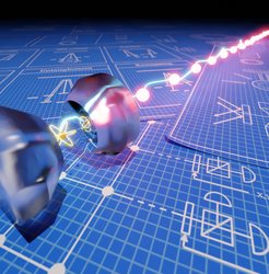 Ein einzelnes Rubidiumatom wird in einem optischen Resonator bestehend aus zwei hochreflektierenden Spiegeln gefangen. Durch wiederholte Anregung des Atoms werden nacheinander mehrere verschränkte Einzelphotonen emittiert.
