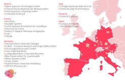 europäische Landkarte mit allen 25 PASQuanS2-Partnerinstitutionen