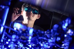 Lasers are used to manipulate the atoms and hence the quantum bits.