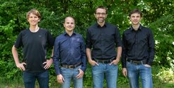 The founders of planqc - fltr Johannes Zeiher, Alex Glätzel, Sebastian Blatt, Lukas Reichsöllner.